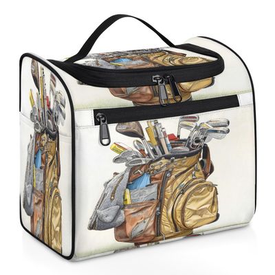 Adornori Golf Themed Travel Toiletry Bag for Men and Women, Large Hanging Makeup Bag Organizer Toiletries Bag for Travel, Cosmetic Bag with Handle