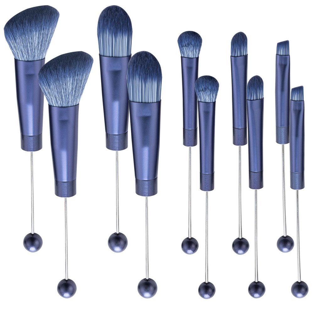 10Pieces Beadable Makeup Brushes Solid Color Diy Makeup Comestic Brushes Beaded Brushes Kit for DIY Beaded Eyeshadow Brush (Beadable Makeup Brushes-10pieces=2Sets)