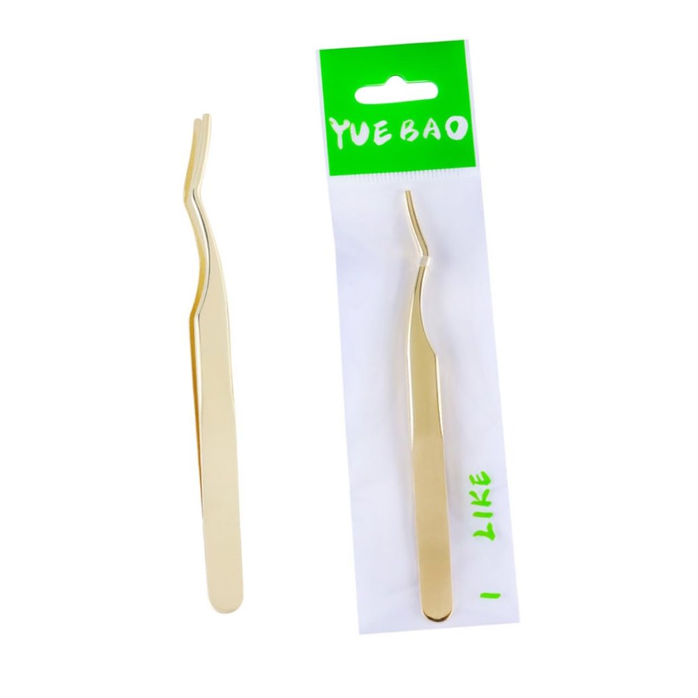 DECORNIJIA 2pcs Stainless Steel Lash Tweezers Curved Eyelash Tweezers for Lash Extensions Pointed Tips