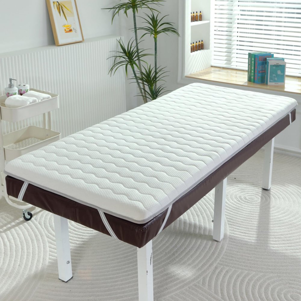 LDLCYCN White,190 * 70cm(T), Memory Foam Beauty Salon Bed Mattress Topper Thicken 4Cm Lash Bed Topper with Elastic Strap Spa Bed Mattress Pad Non-Slip Lash Bed Cushion for Beauty Salon Massage
