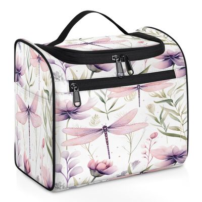 Adornori Dragonfly Travel Toiletry Bag for Men and Women, Large Hanging Makeup Bag Organizer Toiletries Bag for Travel, Cosmetic Bag with Handle