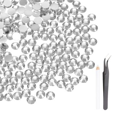 MECCANIXITY 3000pcs SS16 4mm Flatback Crystal Rhinestones, Resin Crystal Gems with Tweezer Dotting Pen Non Hotfix for Bedazzling Tumblers Mugs Bottles Nail DIY Crafts, White