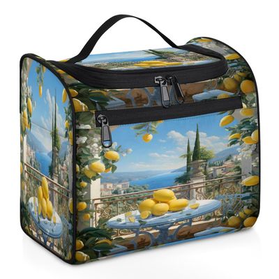 Adornori Lemon Tree Landscape Travel Toiletry Bag for Men and Women, Large Hanging Makeup Bag Organizer Toiletries Bag for Travel, Cosmetic Bag with Handle