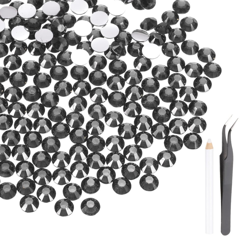 MECCANIXITY 3000pcs SS16 4mm Flatback Crystal Rhinestones, Resin Crystal Gems with Tweezer Dotting Pen Non Hotfix for Bedazzling Tumblers Mugs Bottles Nail DIY Crafts, Gray