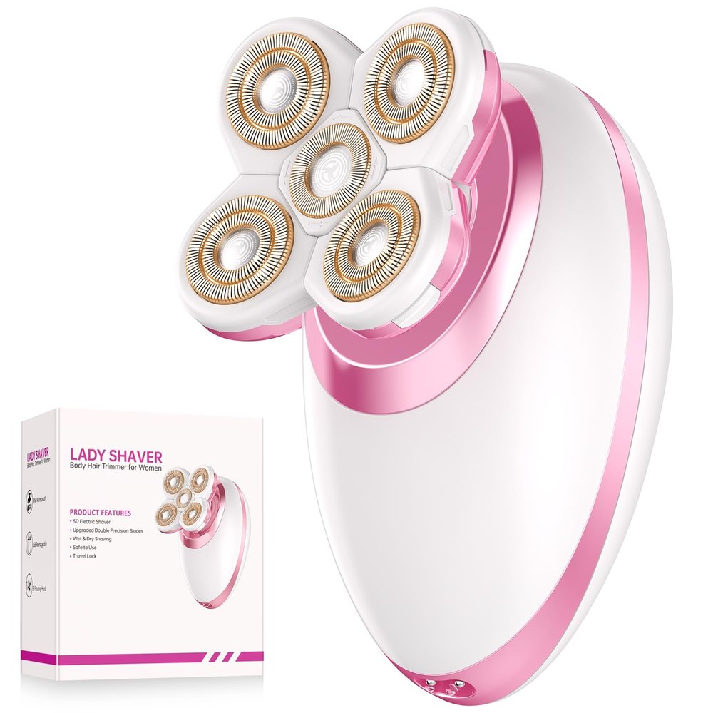 Electric Razors for Women Legs, Flawless Electric Shaver for Women, Rechargeable Waterproof Women's Electric Trimmer for Arms Legs Underarms and Pubic Area (Pink)