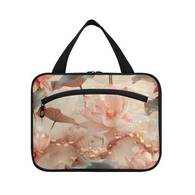 miaozhen Washpainting flower Rose Gold hanging bag travel bag with hanging with hook, designer multifunctional for travel accessories for women bolsas para maquillaje de mujer L