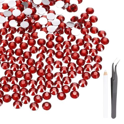MECCANIXITY 3000pcs SS12 3mm Flatback Crystal Rhinestones, Resin Crystal Gems with Tweezer Dotting Pen Non Hotfix for Bedazzling Tumblers Mugs Bottles Nail DIY Crafts, Deep Red