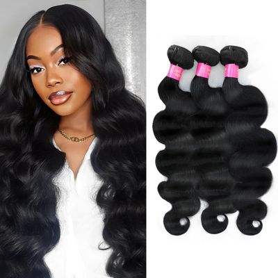 12A Body Wave Bundles Human Hair 24 26 28 Inch Human Hair 3 Bundles 100% Unprocessed Brazilian Virgin Hair For Women Extensions Quick Weave Natural Black Color