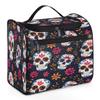 Adornori Sugar Skull Flowers Travel Toiletry Bag for Men and Women, Large Hanging Makeup Bag Organizer Toiletries Bag for Travel, Cosmetic Bag with Handle view 1