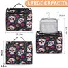 Adornori Sugar Skull Flowers Travel Toiletry Bag for Men and Women, Large Hanging Makeup Bag Organizer Toiletries Bag for Travel, Cosmetic Bag with Handle view 2