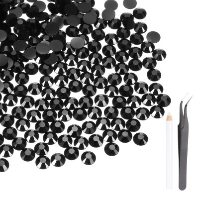 MECCANIXITY 3000pcs SS16 4mm Flatback Crystal Rhinestones, Resin Crystal Gems with Tweezer Dotting Pen Non Hotfix for Bedazzling Tumblers Mugs Bottles Nail DIY Crafts, Black