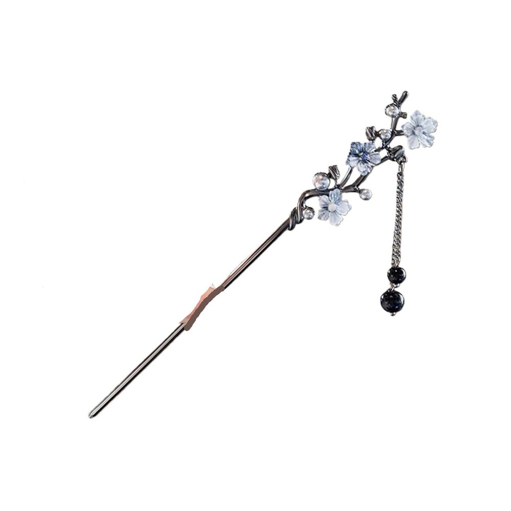 chinese hair sticks Flower Hair Sticks Forks Alloy Hair Clips Beads Chain Pendant Headpieces Women Retro Chinese Hair(Color1)