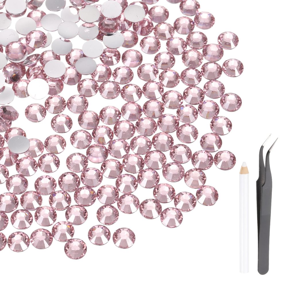 MECCANIXITY 3000pcs SS16 4mm Flatback Crystal Rhinestones, Resin Crystal Gems with Tweezer Dotting Pen Non Hotfix for Bedazzling Tumblers Mugs Bottles Nail DIY Crafts, Pink