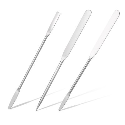 3 Pcs Makeup Spatula, Stainless Steel Cosmetic Spatula Double-Headed Makeup Spatulas for Mixing Foundation Cosmetics Professional Beginner