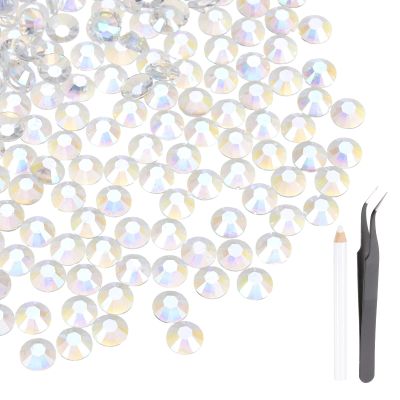 MECCANIXITY 2000pcs SS20 5mm Flatback Crystal Rhinestones, Resin Crystal Gems with Tweezer Dotting Pen Non Hotfix for Bedazzling Tumblers Mugs Bottles Nail DIY Crafts, AB Color