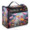Adornori Pink Yellow Flowers Travel Toiletry Bag for Men and Women, Large Hanging Makeup Bag Organizer Toiletries Bag for Travel, Cosmetic Bag with Handle view 1