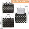 Adornori Polka Dot Black White Travel Toiletry Bag for Men and Women, Large Hanging Makeup Bag Organizer Toiletries Bag for Travel, Cosmetic Bag with Handle view 2