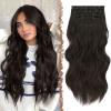 FESHFEN Clip in Hair Extensions - 4 PCS Long Wavy Thick Clip in Hairpieces Full Head Synthetic Hair Extension for Women, Black Brown 20 Inch view 1