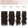 FESHFEN Clip in Hair Extensions - 4 PCS Long Wavy Thick Clip in Hairpieces Full Head Synthetic Hair Extension for Women, Black Brown 20 Inch view 2
