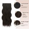 FESHFEN Clip in Hair Extensions - 4 PCS Long Wavy Thick Clip in Hairpieces Full Head Synthetic Hair Extension for Women, Black Brown 20 Inch view 3