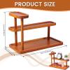 3 Tier Solid Wooden Display Stand, Vanity Organizer and Storage, Wooden Countertop Perfume Display Stand for Skincare, Makeup, Cosmetics, Perfume Bathroom Vanity, 32 x 16 x 22.4 cm, Retro color view 2