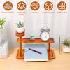 3 Tier Solid Wooden Display Stand, Vanity Organizer and Storage, Wooden Countertop Perfume Display Stand for Skincare, Makeup, Cosmetics, Perfume Bathroom Vanity, 32 x 16 x 22.4 cm, Retro color view 3