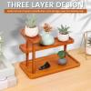 3 Tier Solid Wooden Display Stand, Vanity Organizer and Storage, Wooden Countertop Perfume Display Stand for Skincare, Makeup, Cosmetics, Perfume Bathroom Vanity, 32 x 16 x 22.4 cm, Retro color view 4