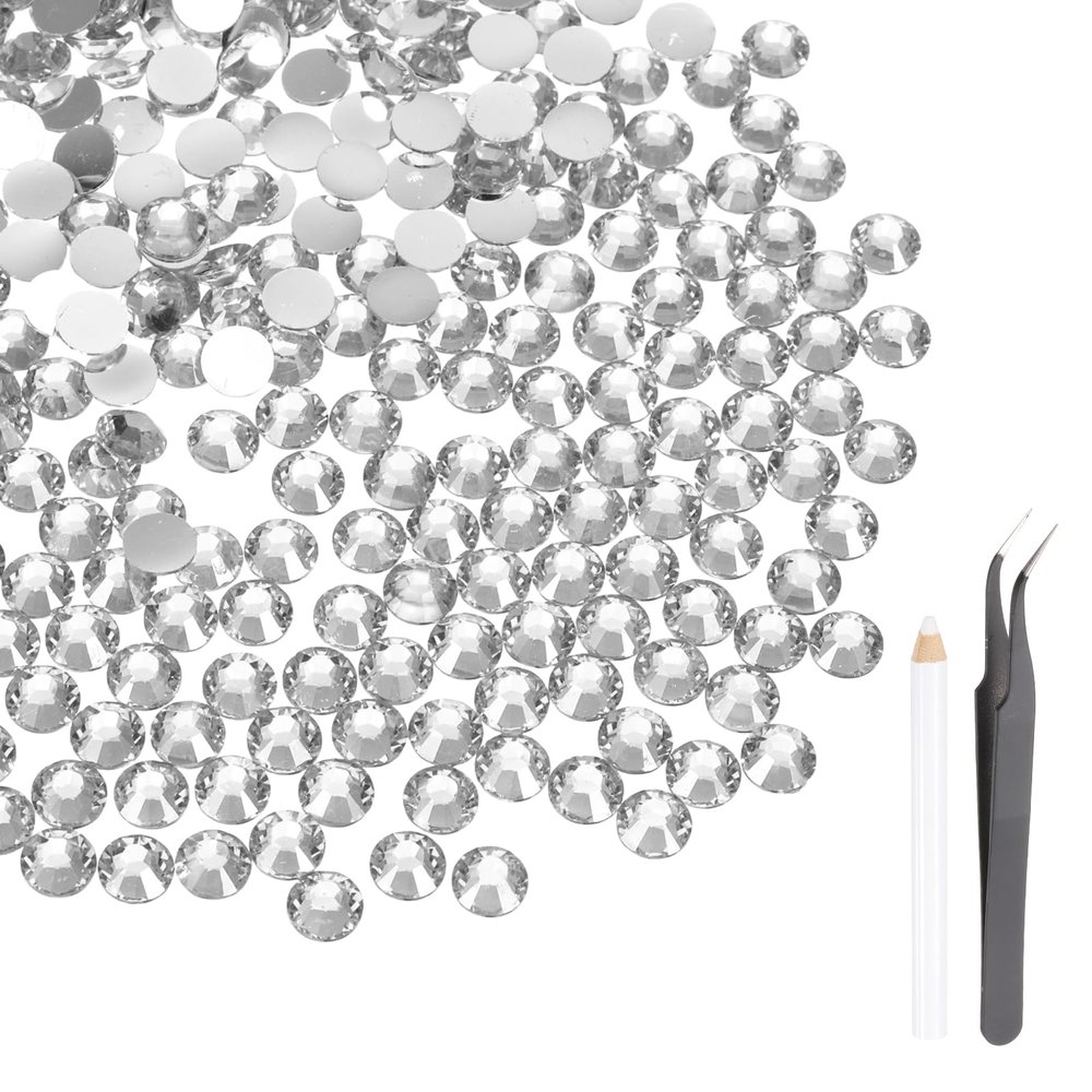 MECCANIXITY 2000pcs SS12 3mm Flatback Crystal Rhinestones, Resin Crystal Gems with Tweezer Dotting Pen Non Hotfix for Bedazzling Tumblers Mugs Bottles Nail DIY Crafts, White