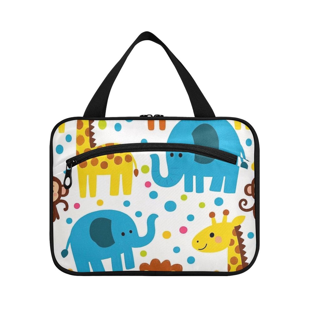 miaozhen Trendy Polka Dot Animal Elephant Giraffe hanging makeup bag for travel with hook, designer cute for dad maleta para maquillaje L