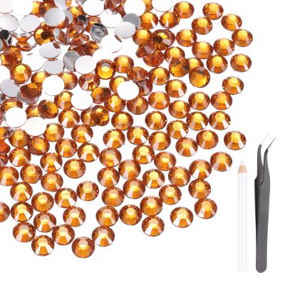 MECCANIXITY 2000pcs SS12 3mm Flatback Crystal Rhinestones, Resin Crystal Gems with Tweezer Dotting Pen Non Hotfix for Bedazzling Tumblers Mugs Bottles Nail DIY Crafts, Orange