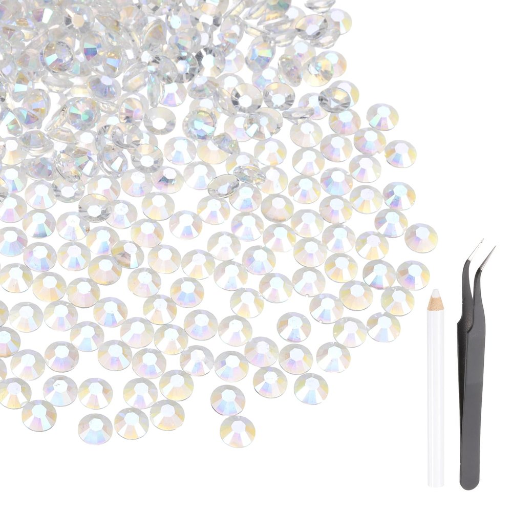 MECCANIXITY 2000pcs SS12 3mm Flatback Crystal Rhinestones, Resin Crystal Gems with Tweezer Dotting Pen Non Hotfix for Bedazzling Tumblers Mugs Bottles Nail DIY Crafts, AB Color