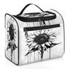 Adornori Sunflower Black Travel Toiletry Bag for Men and Women, Large Hanging Makeup Bag Organizer Toiletries Bag for Travel, Cosmetic Bag with Handle view 1