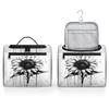 Adornori Sunflower Black Travel Toiletry Bag for Men and Women, Large Hanging Makeup Bag Organizer Toiletries Bag for Travel, Cosmetic Bag with Handle view 4