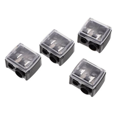 Healvian Dual Hole Makeup Pencil Sharpener 4pcs Eyeliner and Lipstick Sharpener Set for Women for Eyebrow Pencils Black Random Color