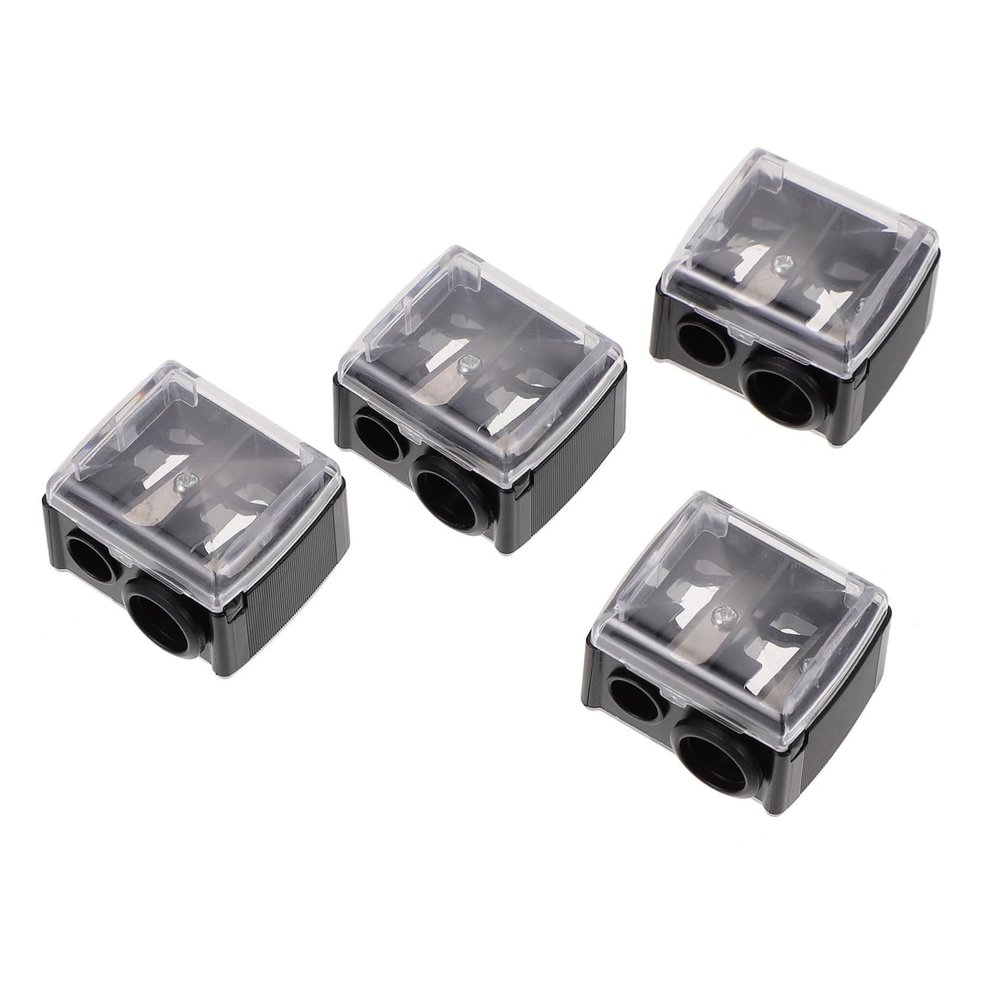 Healvian Dual Hole Makeup Pencil Sharpener 4pcs Eyeliner and Lipstick Sharpener Set for Women for Eyebrow Pencils Black Random Color