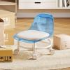 Acrylic Pulley Chair Low Stool with Backrest - Ergonomic Design & 360 Swivel Wheels for Home Cleaning, Office, Salon - Comfortable Rolling Seat for Adults (Blue) view 1