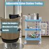 3 Tiers Rolling Salon Storage Trolley Cart, Salon Station Trolley with Drawers & 2 Garbage Baskets, Movable Beauty Organizer Cabinet with Wheels for Barber Hairdressing SPA Tattoo (Blue) view 4