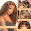 12 Inch Deep Curly Bob Wig Human Hair 13x4 Curly Human Hair Wig 200% Density Highlight Ombre Lace Front Wigs Human Hair Pre Plucked Bob Wigs for Women 4/27 Deep Wave Wig view 2