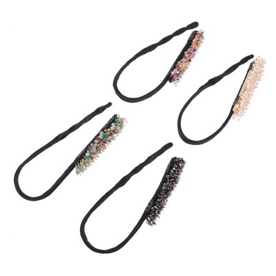 DONFAMDS 4pcs Women Hair Bun Maker Rhinestone Embellishments Easy Use Diy Hair Accessories for Elegant Updos and Hairstyles for Birthdays and Holidays