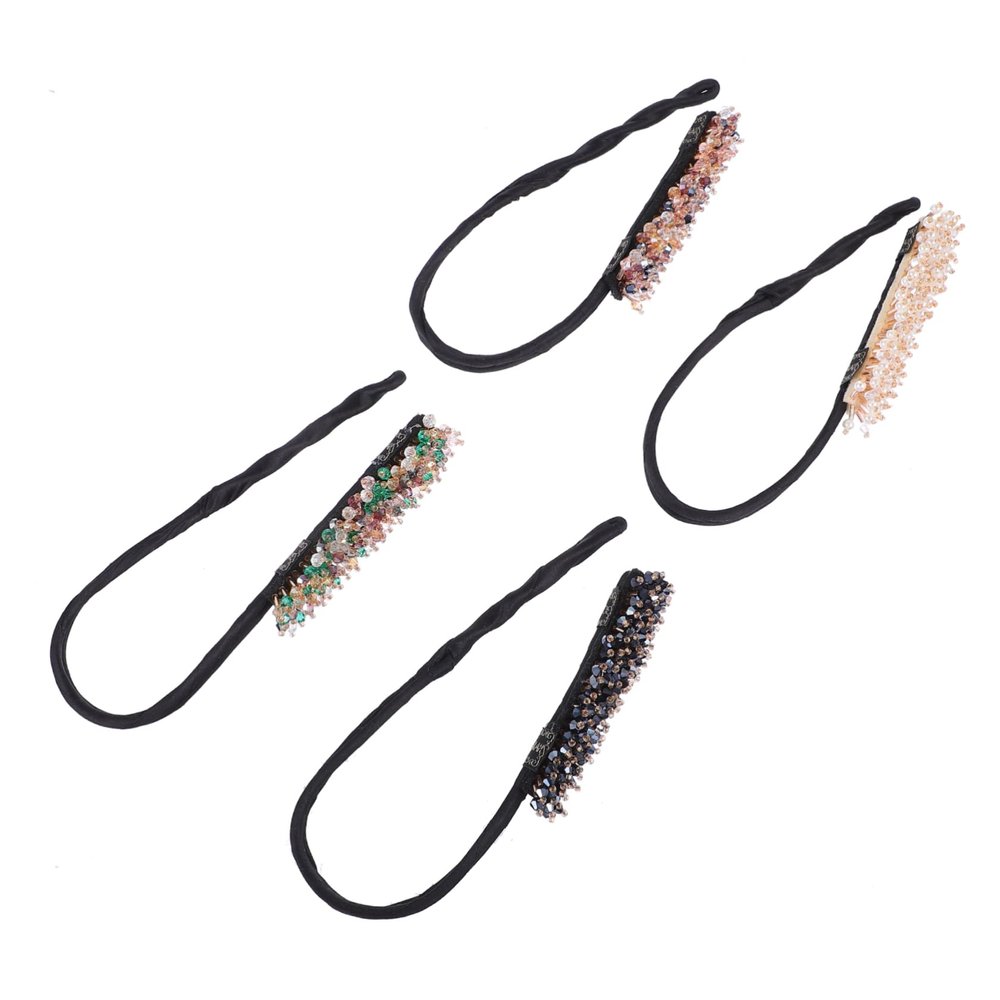 DONFAMDS 4pcs Women Hair Bun Maker Rhinestone Embellishments Easy Use Diy Hair Accessories for Elegant Updos and Hairstyles for Birthdays and Holidays