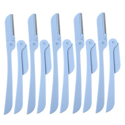 ARTSEWPLY Stainless Steel Folding Eyebrow Trimmer 10-Piece Set for Women Sharp Eyebrow Razors Safety Design for Precise Grooming and Hair Removal
