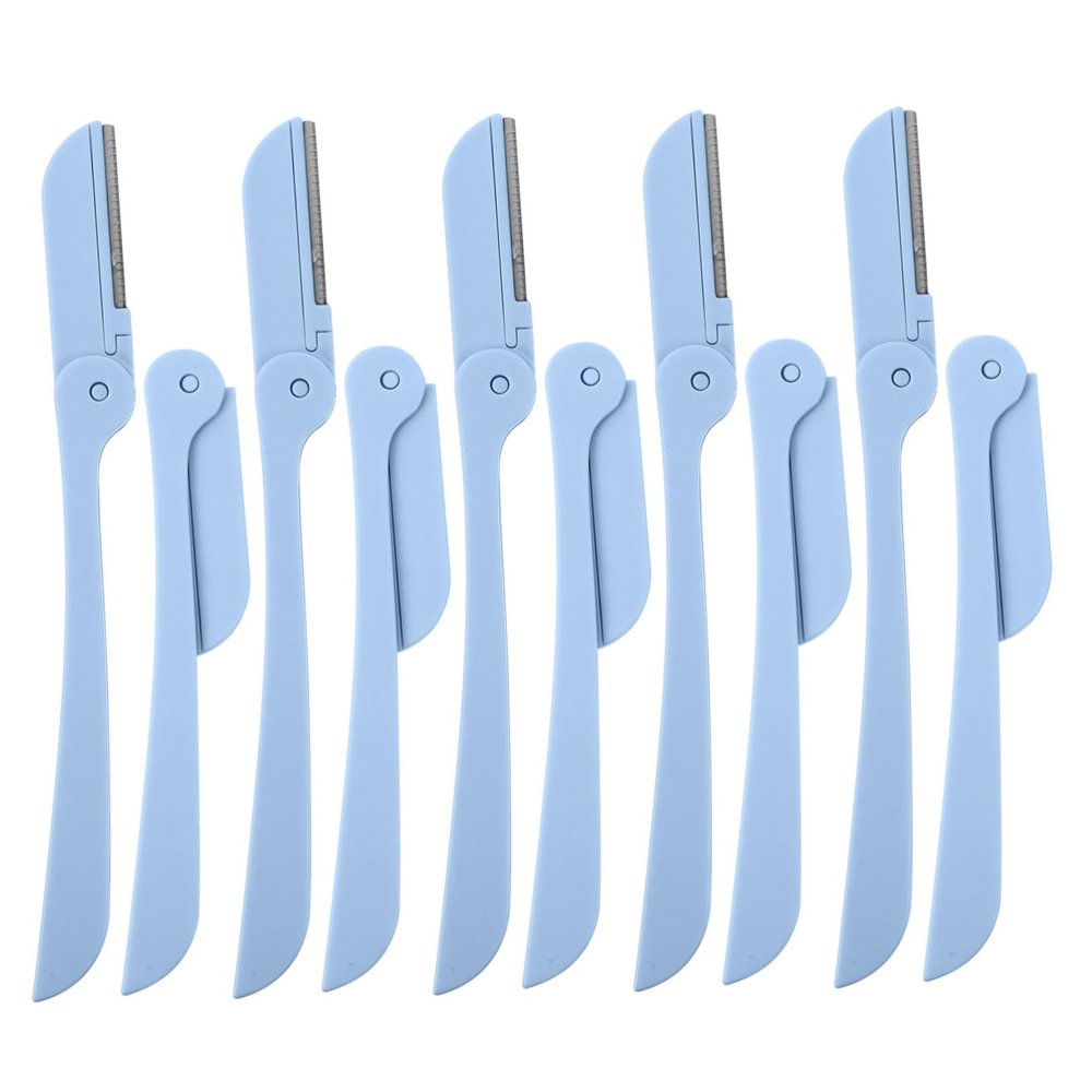 ARTSEWPLY Stainless Steel Folding Eyebrow Trimmer 10-Piece Set for Women Sharp Eyebrow Razors Safety Design for Precise Grooming and Hair Removal