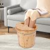 16in Wooden Foot Bath Bucket with Lid&Stool, Solid Wood Foot Soaking Tub Foot Basin Pedicure Barrel for Spa, Massage, Sauna view 3
