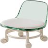 Acrylic Pulley Chair Low Stool with Backrest - Ergonomic Design & 360 Swivel Wheels for Home Cleaning, Office, Salon - Comfortable Rolling Seat for Adults (Green) view 1