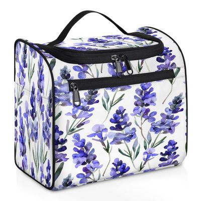 Adornori Lavender Purple Summer Travel Toiletry Bag for Men and Women, Large Hanging Makeup Bag Organizer Toiletries Bag for Travel, Cosmetic Bag with Handle