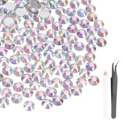 MECCANIXITY 2000pcs SS20 5mm Flatback Crystal Rhinestones, Resin Crystal Gems with Tweezer Dotting Pen Non Hotfix for Bedazzling Tumblers Mugs Bottles Nail DIY Crafts, AB White