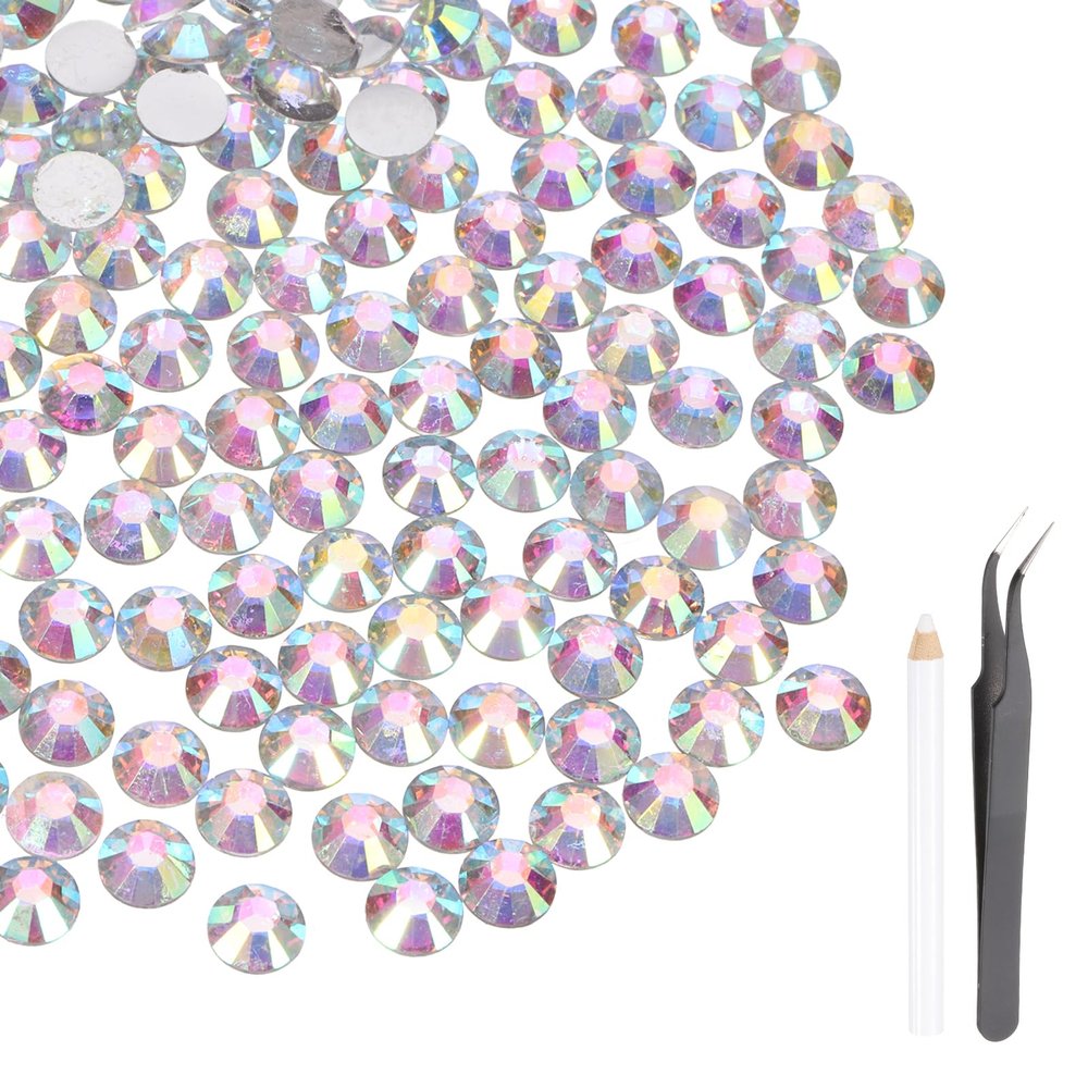 MECCANIXITY 2000pcs SS20 5mm Flatback Crystal Rhinestones, Resin Crystal Gems with Tweezer Dotting Pen Non Hotfix for Bedazzling Tumblers Mugs Bottles Nail DIY Crafts, AB White