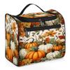 Adornori Pumpkin Fall Travel Toiletry Bag for Men and Women, Large Hanging Makeup Bag Organizer Toiletries Bag for Travel, Cosmetic Bag with Handle view 1