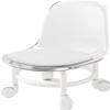 Acrylic Pulley Chair Low Stool with Backrest - Ergonomic Design & 360 Swivel Wheels for Home Cleaning, Office, Salon - Comfortable Rolling Seat for Adults (White) view 1