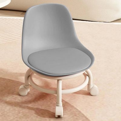 Acrylic Pulley Chair Low Stool with Backrest - Ergonomic Design & 360 Swivel Wheels for Home Cleaning, Office, Salon - Comfortable Rolling Seat for Adults (Pure Gray)